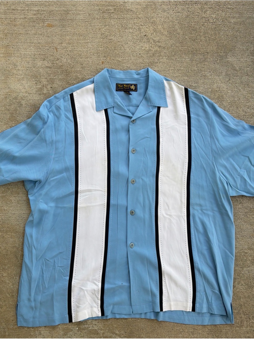Nat Nast Luxury Originals Men’s 100% Silk Shirt White/ Blue Size XXL